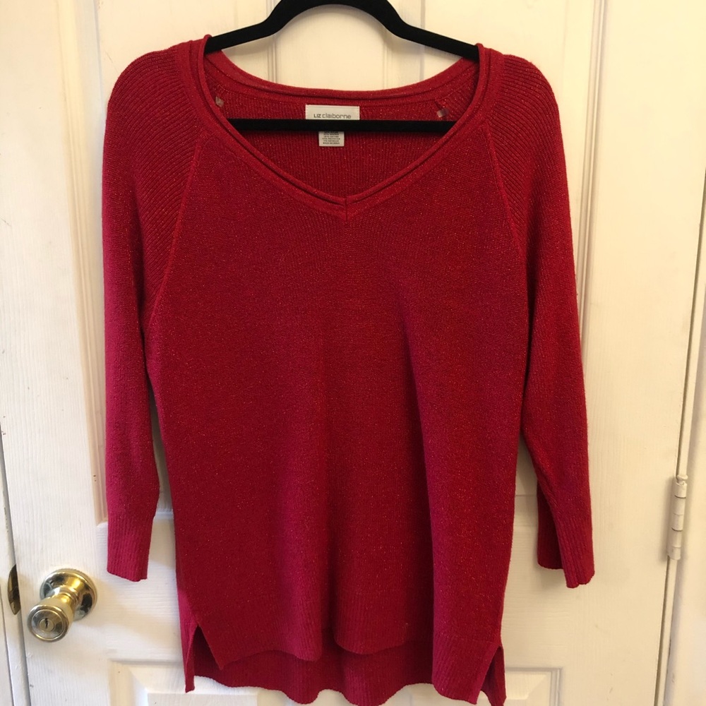 Red Glitter Knit Sweater SZ. L